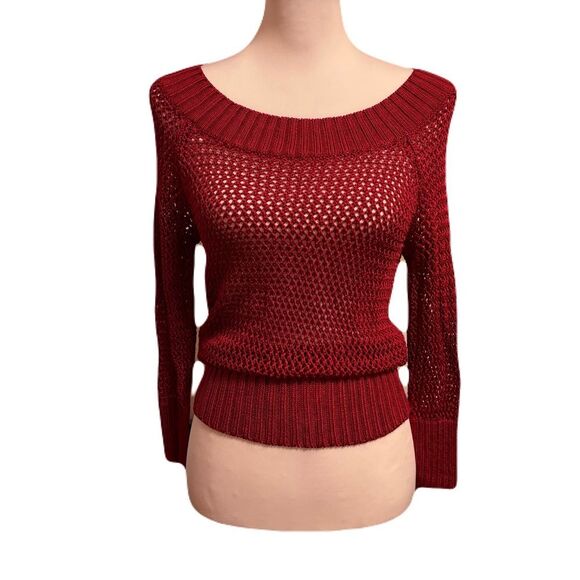 The Limited Red Shimmery Crochet Off-Shoulder Top | Sz. M | EUC | Y2K - Picture 1 of 9